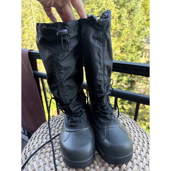 SOREL SNOWLION Black Nylon Rubber Insulated Snow BOOTS NL1082-010 Womens 9 Lined - Picture 3 of 16